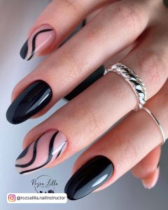Long Black Nails With Swirls