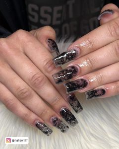 Long Black Press On Nails In Square Shape