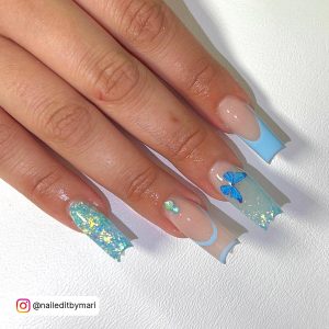 Long Blue Acrylic Nails