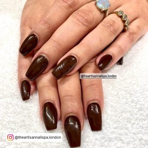 Long Brown Coffin Nails