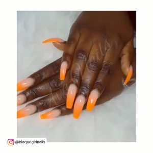 Long Coffin Nails Orange
