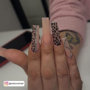 Long Coffin Nails With Rhinestones