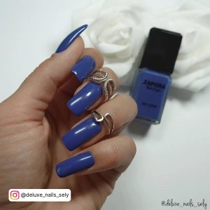 Long Dark Blue Nails