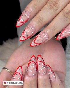 Long Red Almond Nails