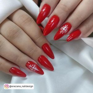Long Red Square Nails