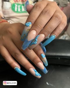 Long Square Blue Nails