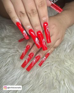 Long Square Red Nails