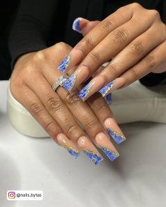 Marble Nails Blue