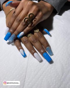 Marble Nails Blue And White