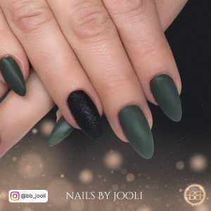 Matte Army Green Coffin Nails