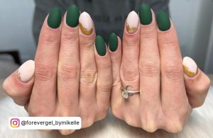 Matte Black And Green Nails