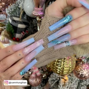 Matte Blue Christmas Nails
