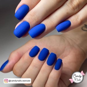 Matte Dark Blue Nails For A Simple Look