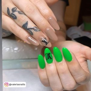 Matte Green Almond Nails