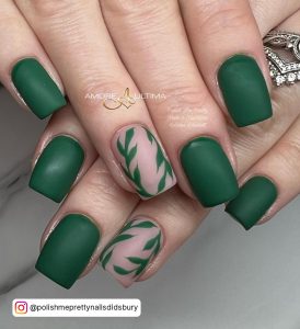 Matte Green And Black Nails