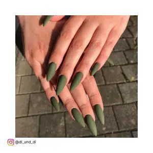 Matte Green Christmas Nails