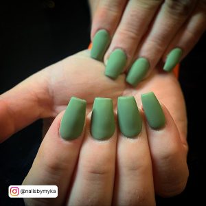 Matte Olive Green Nails With Gold