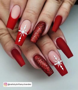 Matte Red French Nails