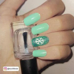 Mint Green And Gold Nails