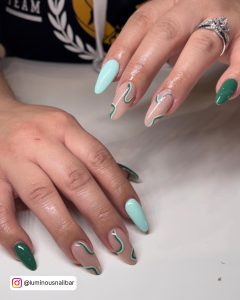 Mint Green And Pink Nail Designs