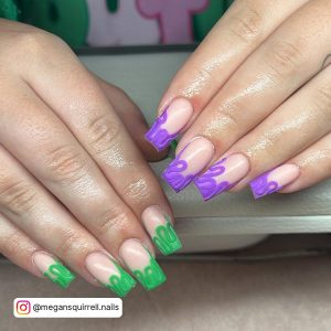 Mint Green And Purple Nails