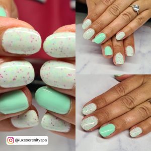 Mint Green And White Ombre Nails