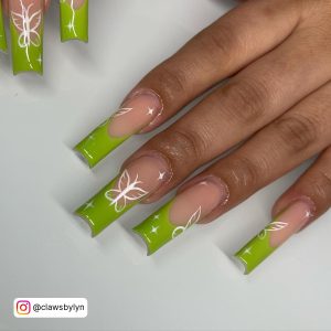 Mint Green French Tip Nails