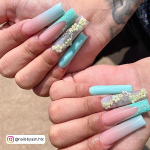 Mint Green Nails With Designs