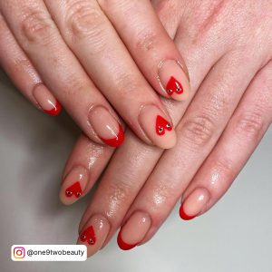 Nail Art Valentine Day Red And White Heart
