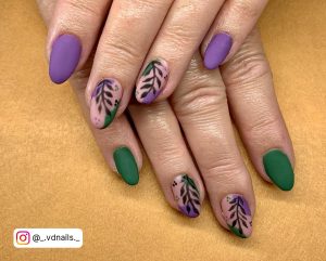 Nail Designs Almond Green And Purple