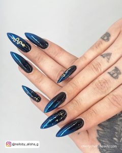 Nail Designs Blue And Black With Snake