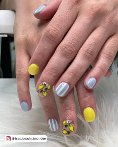 Nail Designs Blue And Yellow