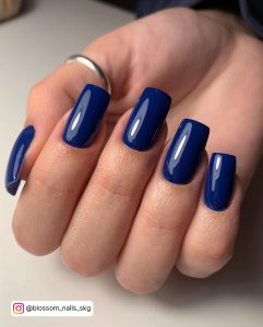 Nail Designs Dark Blue In Square Shape