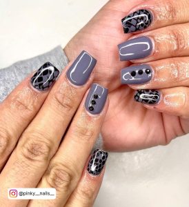 Nail Designs Gray And Black With Dots