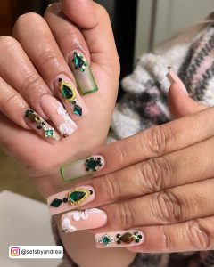 Nail Designs Green And Gold