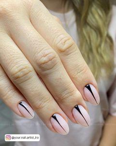 Nail Designs Nude And Black In Almond Shape