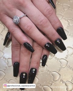 Nail Designs Simple Black In Coffin Shape