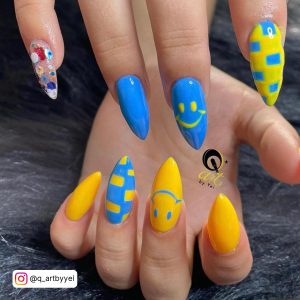 Nail Designs With Blue And Yellow
