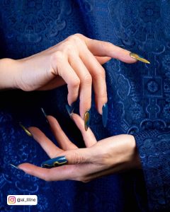 Nails Blue And Gold