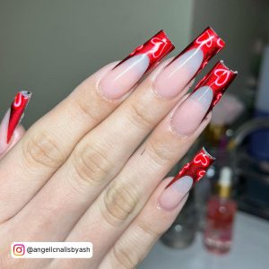 Nails Chrome In Red And White