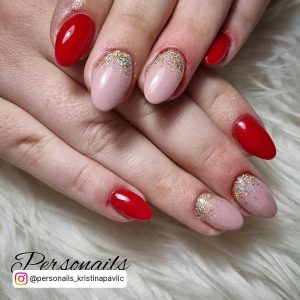 Nails Dark Red And Nude