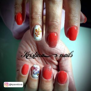 Nails Design Fall Red And Pink
