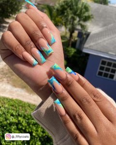 Nails Green And Blue