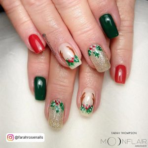 Nails Green And Red