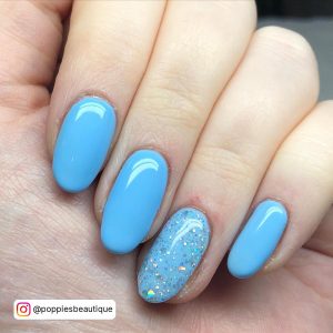 Nails Light Blue With Glitter
