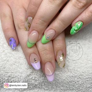 Nails Purple And Green
