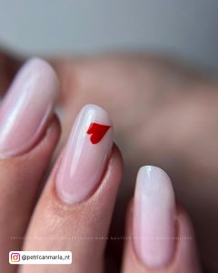 Nails With Red Heart With Eyes
