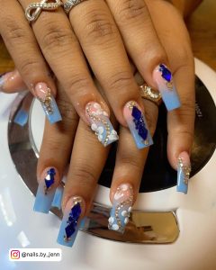Navy Blue And Gold Nail Designs