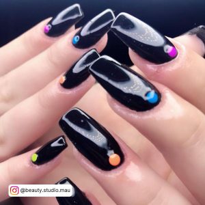Neon And Black Nail Designs With Dots