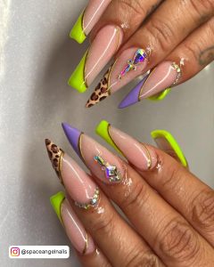 Neon Green And Pink Nails